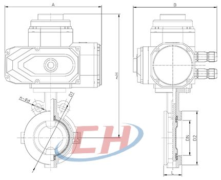 電動襯F46對夾蝶閥結(jié)構(gòu)圖