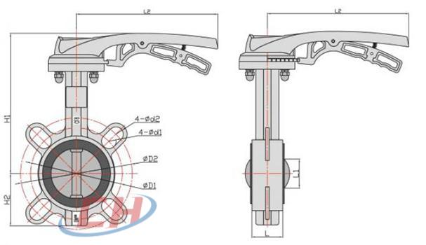 襯膠對夾蝶閥結(jié)構(gòu)圖